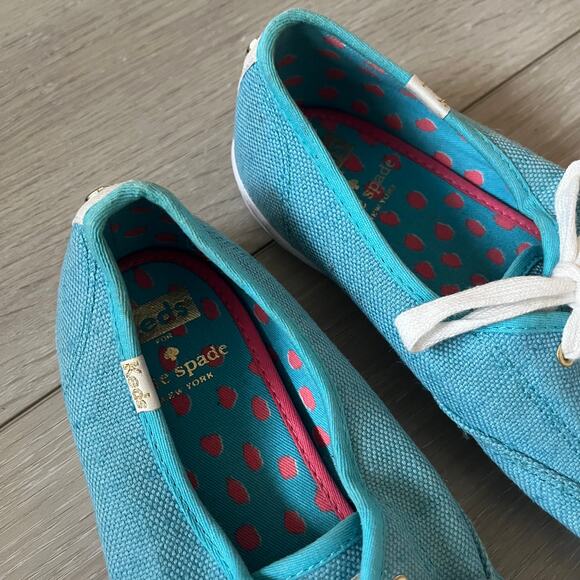 Keds x Kate Spade 'Champion' Women's 9 Canvas Lace Up Sneaker Tiffany Blue - Picture 4 of 10